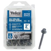 TEKS Roofing Screw, 12 Thread, Coarse Thread, Hex Drive, Drill Point, Steel, Zinc 21416